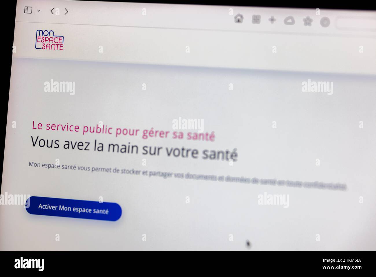 Febbraio 05, 2021-Parigi, Francia : My Health Space è un servizio pubblico offerto dallo stato francese per gestire il file medico online Foto Stock