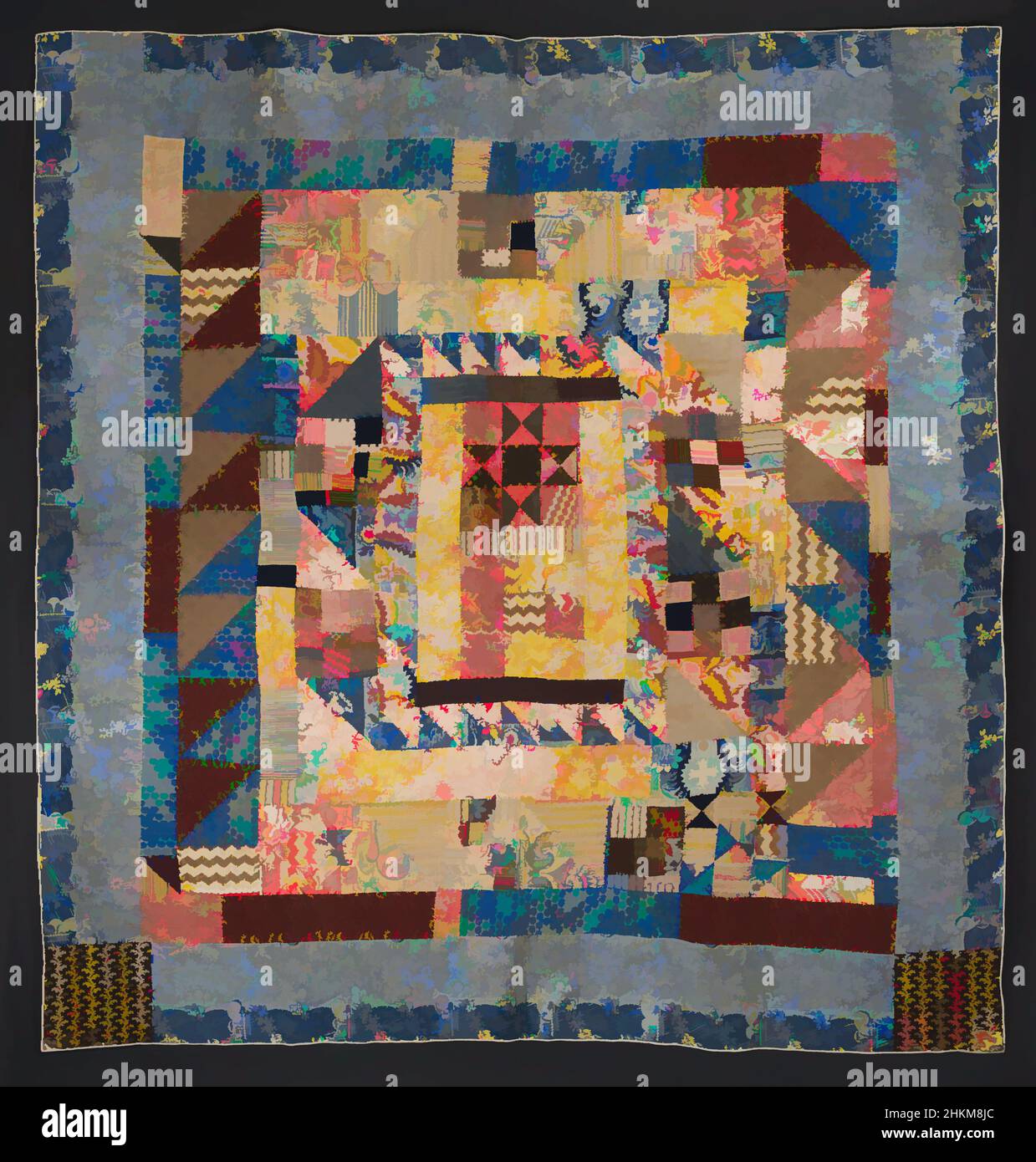 Arte ispirata da Chintz Medallion Quilt, Unknown, American, c.1830, Cotton, Prodotto negli Stati Uniti, Nord e America Centrale, rivestimenti e rivestimenti, tessuti, 107 x 101 poll. (271,8 x 256,5 cm, opere classiche modernizzate da Artotop con un tuffo di modernità. Forme, colore e valore, impatto visivo accattivante sulle emozioni artistiche attraverso la libertà delle opere d'arte in modo contemporaneo. Un messaggio senza tempo che persegue una nuova direzione selvaggiamente creativa. Artisti che si rivolgono al supporto digitale e creano l'NFT Artotop Foto Stock