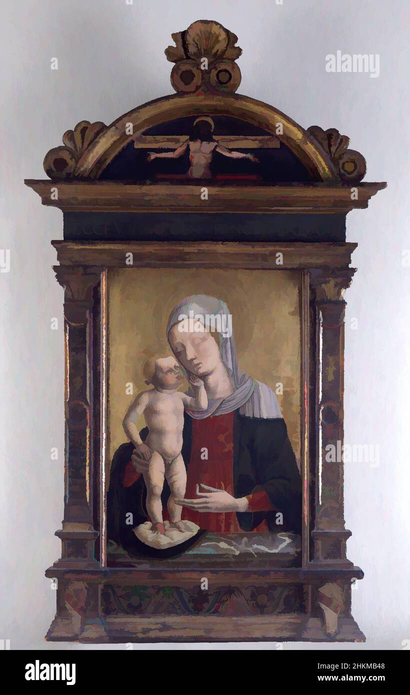 Arte ispirata a Madonna col Bambino, Bartolomeo Vivarini, italiano, attivo c.1440-after 1500, c.1460, Tempera e foglia d'oro su pannello, made in Venice, Veneto, Italy, Europe, Dipinti, 17 3/8 x 11 1/4 pollici (44,1 x 28,6 cm, opere classiche modernizzate da Artotop con un tuffo di modernità. Forme, colore e valore, impatto visivo accattivante sulle emozioni artistiche attraverso la libertà delle opere d'arte in modo contemporaneo. Un messaggio senza tempo che persegue una nuova direzione selvaggiamente creativa. Artisti che si rivolgono al supporto digitale e creano l'NFT Artotop Foto Stock