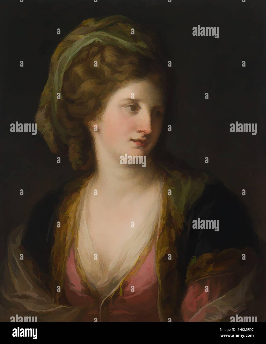 Art Inspired by Woman in Turkish Dress, Angelica Kauffmann, Svizzero, 1741-1807, c.. 1771-74, olio su tela, made in London, Greater London, England, Europa, dipinti, 24 1/2 x 19 1/2 pollici (62,2 x 49,5 cm, opere classiche modernizzate da Artotop con un tuffo di modernità. Forme, colore e valore, impatto visivo accattivante sulle emozioni artistiche attraverso la libertà delle opere d'arte in modo contemporaneo. Un messaggio senza tempo che persegue una nuova direzione selvaggiamente creativa. Artisti che si rivolgono al supporto digitale e creano l'NFT Artotop Foto Stock
