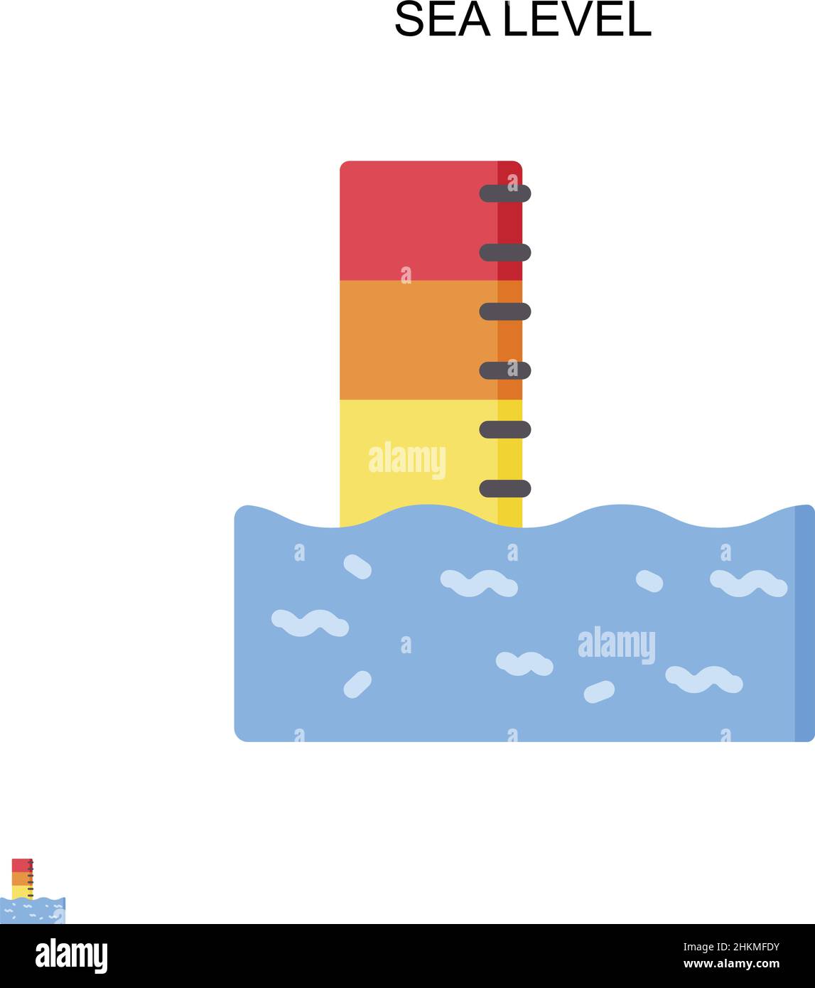 Icona vettore semplice a livello del mare. Modello di disegno del simbolo di illustrazione per l'elemento dell'interfaccia utente mobile Web. Illustrazione Vettoriale