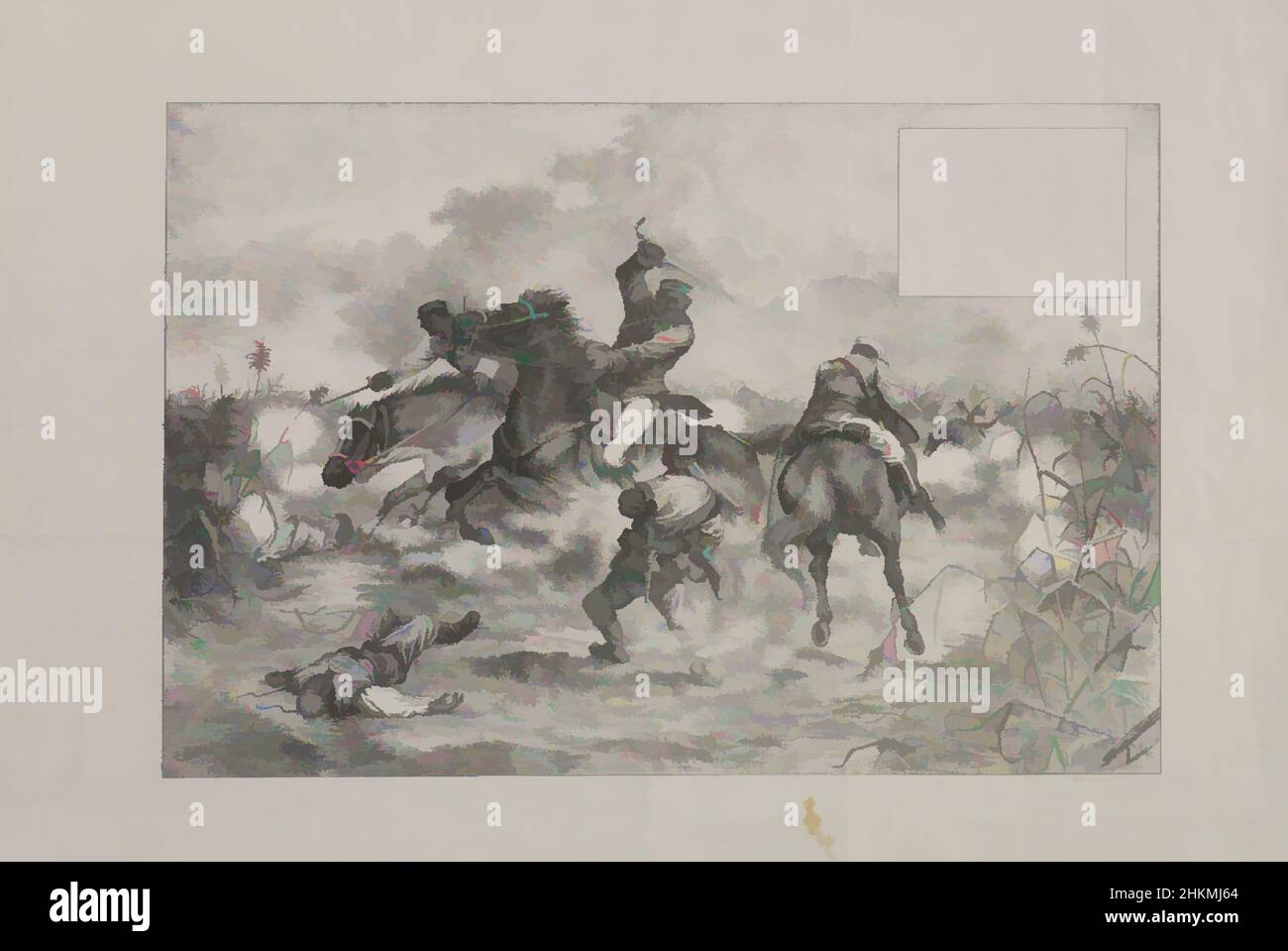 Arte ispirata alla buona reputazione per mille anni: Morendo in azione a Shusenjeong, Unknown, Meiji period, 1868–1912, Nirokusha, 1894, litografia, fabbricato a Tokyo, Giappone, Asia, Stampe, foglio: 12 3/4 x 18 5/8 pollici (32,4 x 47,3 cm, opere classiche modernizzate da Artotop con un tuffo di modernità. Forme, colore e valore, impatto visivo accattivante sulle emozioni artistiche attraverso la libertà delle opere d'arte in modo contemporaneo. Un messaggio senza tempo che persegue una nuova direzione selvaggiamente creativa. Artisti che si rivolgono al supporto digitale e creano l'NFT Artotop Foto Stock