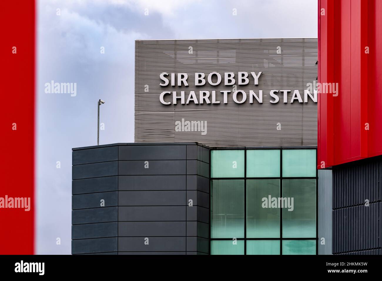 Old Trafford Football Ground, sede del Manchester United FC. Stand Sir Bobby Charlton. Foto Stock