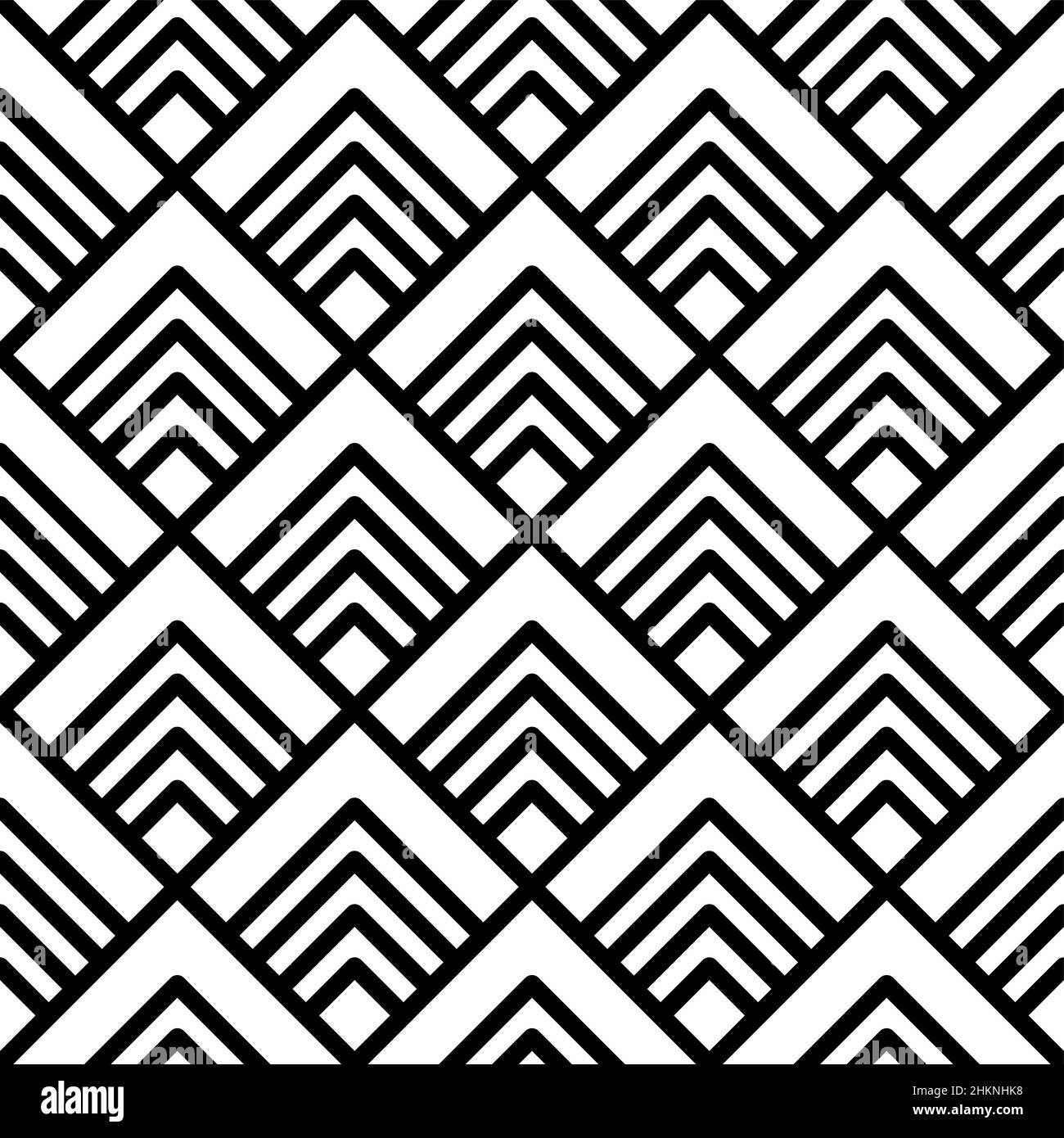 Piastrella senza giunture di un modello d'onda giapponese. Modello di ondulazione basato su un disegno del periodo Meiji. Rappresentazione astratta di un movimento d'onda. Foto Stock