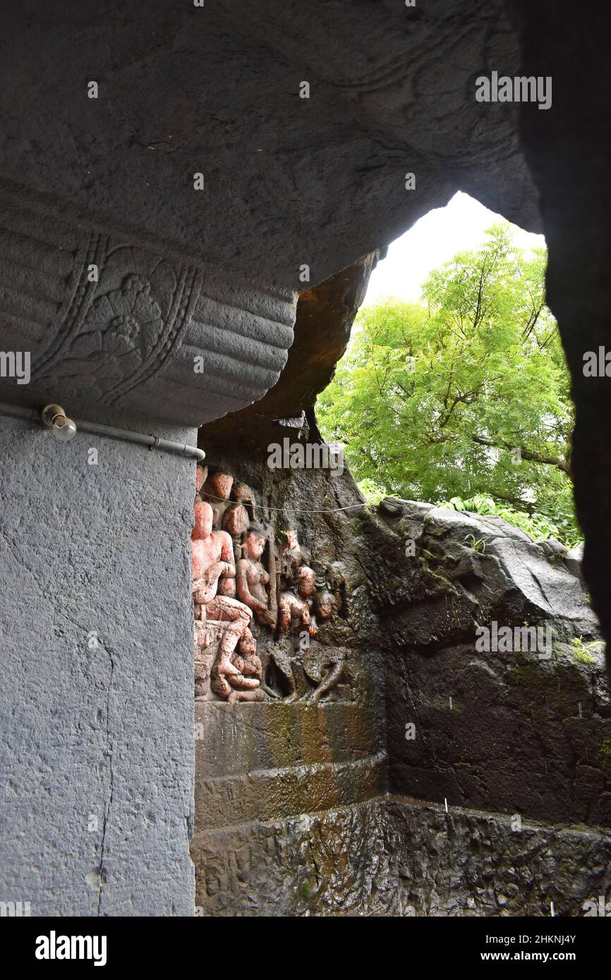 sculture in grotte lonad, maharashtra, india Foto Stock