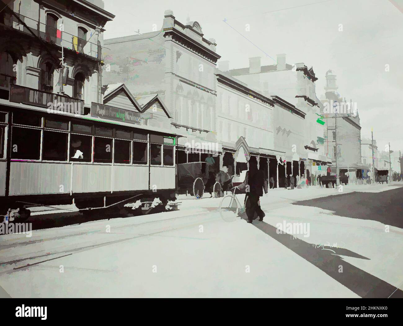 Arte ispirata a Queen Street, Auckland, Muir & Moodie studio, 1909, Auckland, opere classiche modernizzate da Artotop con un tuffo di modernità. Forme, colore e valore, impatto visivo accattivante sulle emozioni artistiche attraverso la libertà delle opere d'arte in modo contemporaneo. Un messaggio senza tempo che persegue una nuova direzione selvaggiamente creativa. Artisti che si rivolgono al supporto digitale e creano l'NFT Artotop Foto Stock