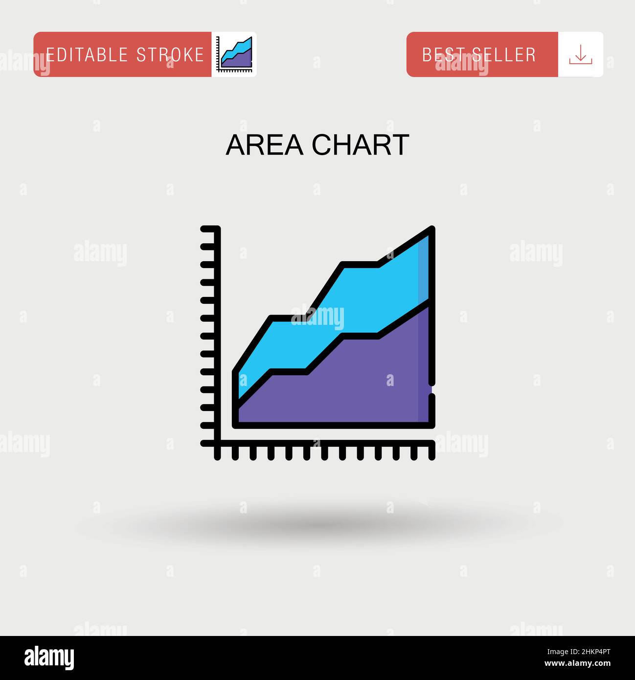 Icona vettoriale semplice del grafico ad area. Illustrazione Vettoriale