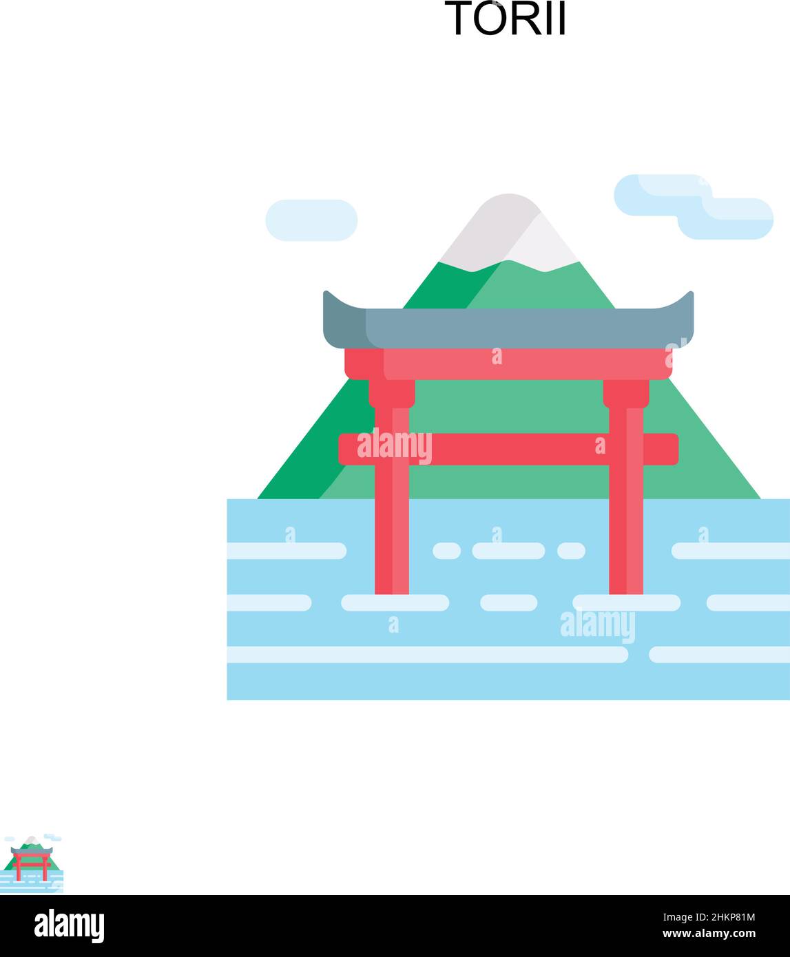Icona vettore semplice Torii. Modello di disegno del simbolo di illustrazione per l'elemento dell'interfaccia utente mobile Web. Illustrazione Vettoriale