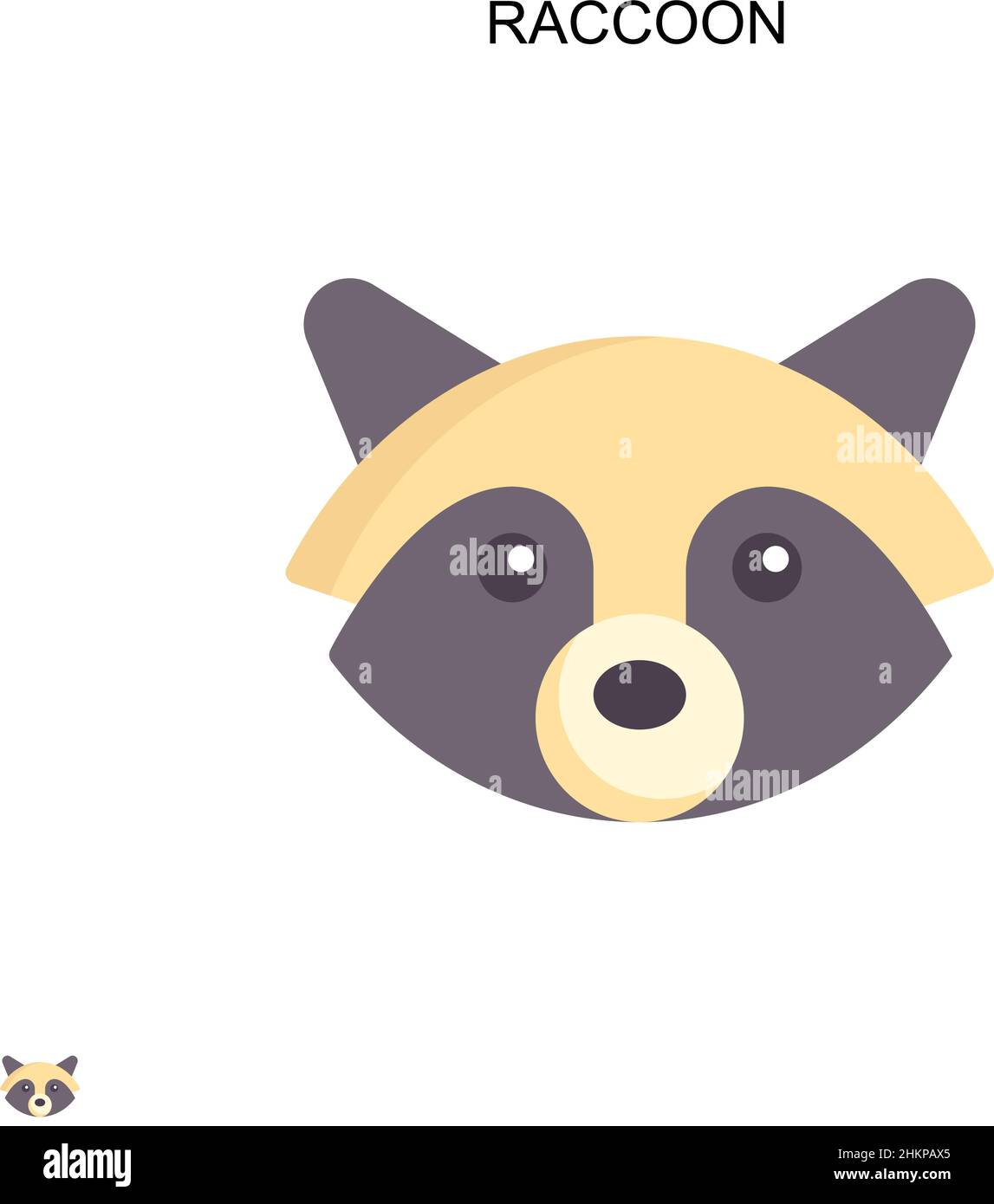 Icona vettoriale semplice di Raccoon. Modello di disegno del simbolo di illustrazione per l'elemento dell'interfaccia utente mobile Web. Illustrazione Vettoriale