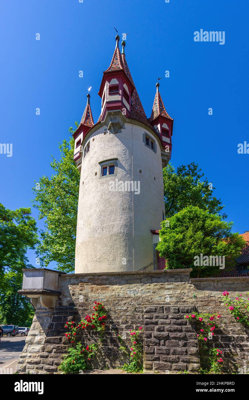 Der Diebsturm in der westlichen Altstadt, 1380 als Teil der mittelalterlichen Stadtbefestigung errictet und lange Zeit ein Gefängnisturm, ist heute e. Foto Stock