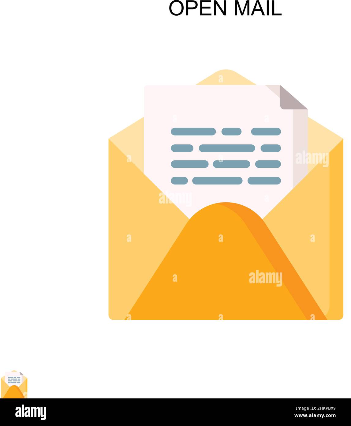 Aprire l'icona vettore semplice posta. Modello di disegno del simbolo di illustrazione per l'elemento dell'interfaccia utente mobile Web. Illustrazione Vettoriale