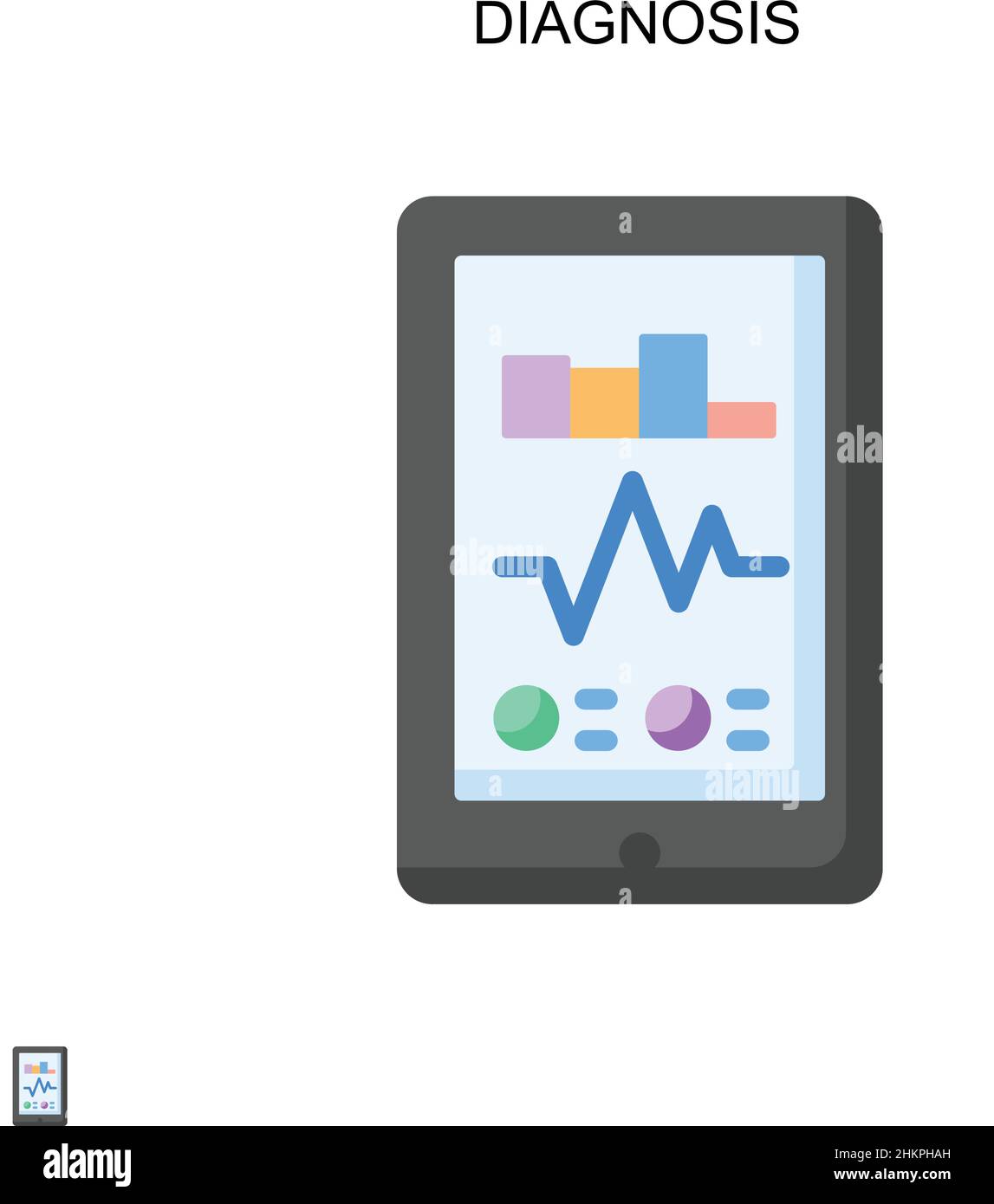 Icona del vettore di diagnosi semplice. Modello di disegno del simbolo di illustrazione per l'elemento dell'interfaccia utente mobile Web. Illustrazione Vettoriale