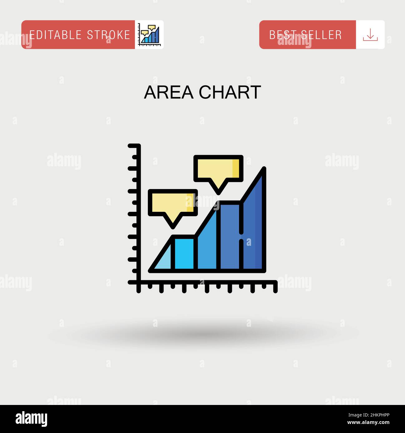 Icona vettoriale semplice del grafico ad area. Illustrazione Vettoriale