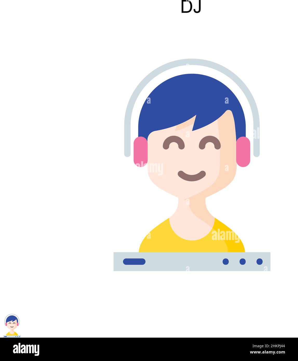 Icona vettore semplice DJ. Modello di disegno del simbolo di illustrazione per l'elemento dell'interfaccia utente mobile Web. Illustrazione Vettoriale