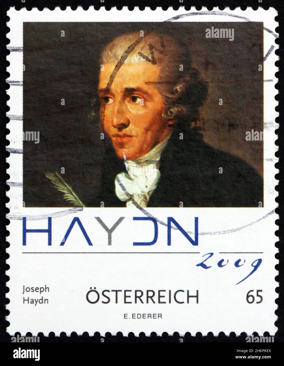 AUSTRIA - CIRCA 2009: Un francobollo stampato in Austria mostra Joseph Haydn, compositore austriaco, 200th anni della sua morte, circa 2009 Foto Stock