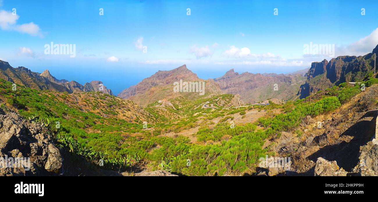 Panoramica di Masca (Tenerife, Isole Canarie) Foto Stock