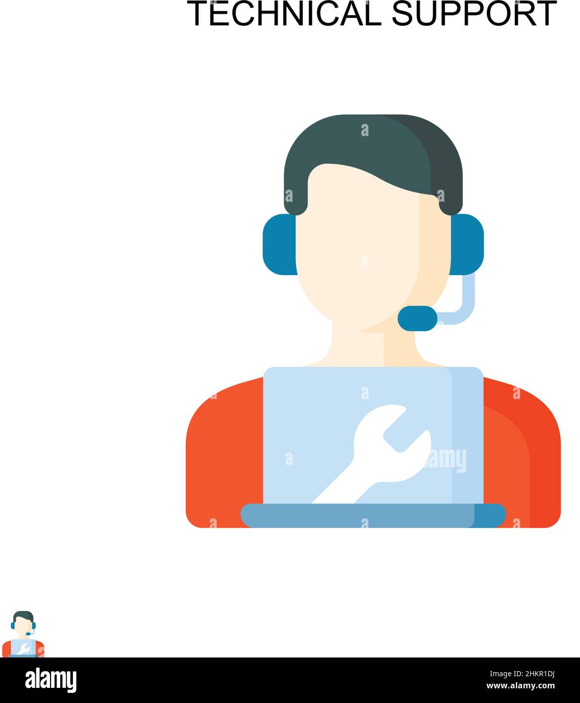 Supporto tecnico icona vettore semplice. Modello di disegno del simbolo di illustrazione per l'elemento dell'interfaccia utente mobile Web. Illustrazione Vettoriale