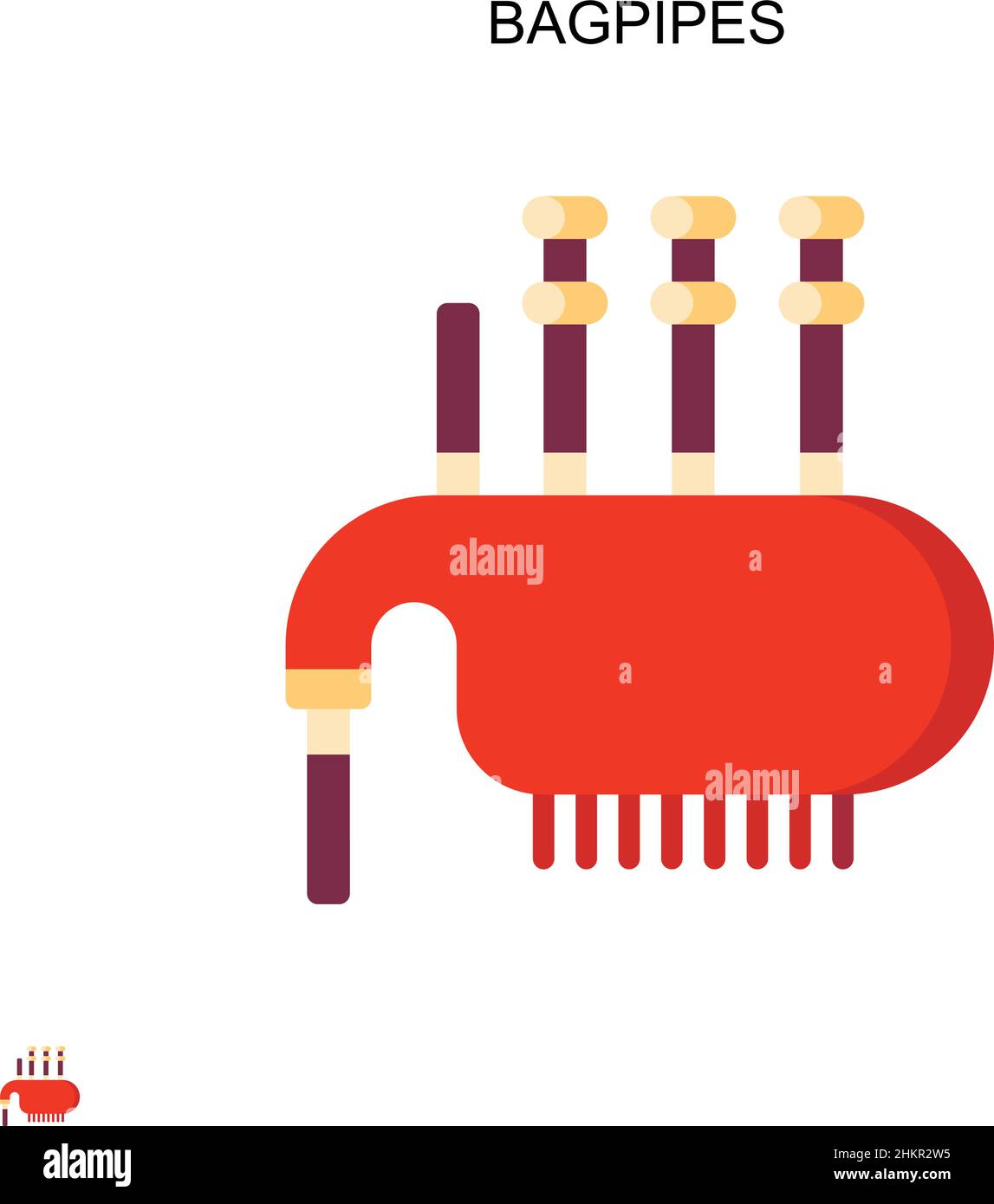 Icona vettore semplice bagpies. Modello di disegno del simbolo di illustrazione per l'elemento dell'interfaccia utente mobile Web. Illustrazione Vettoriale