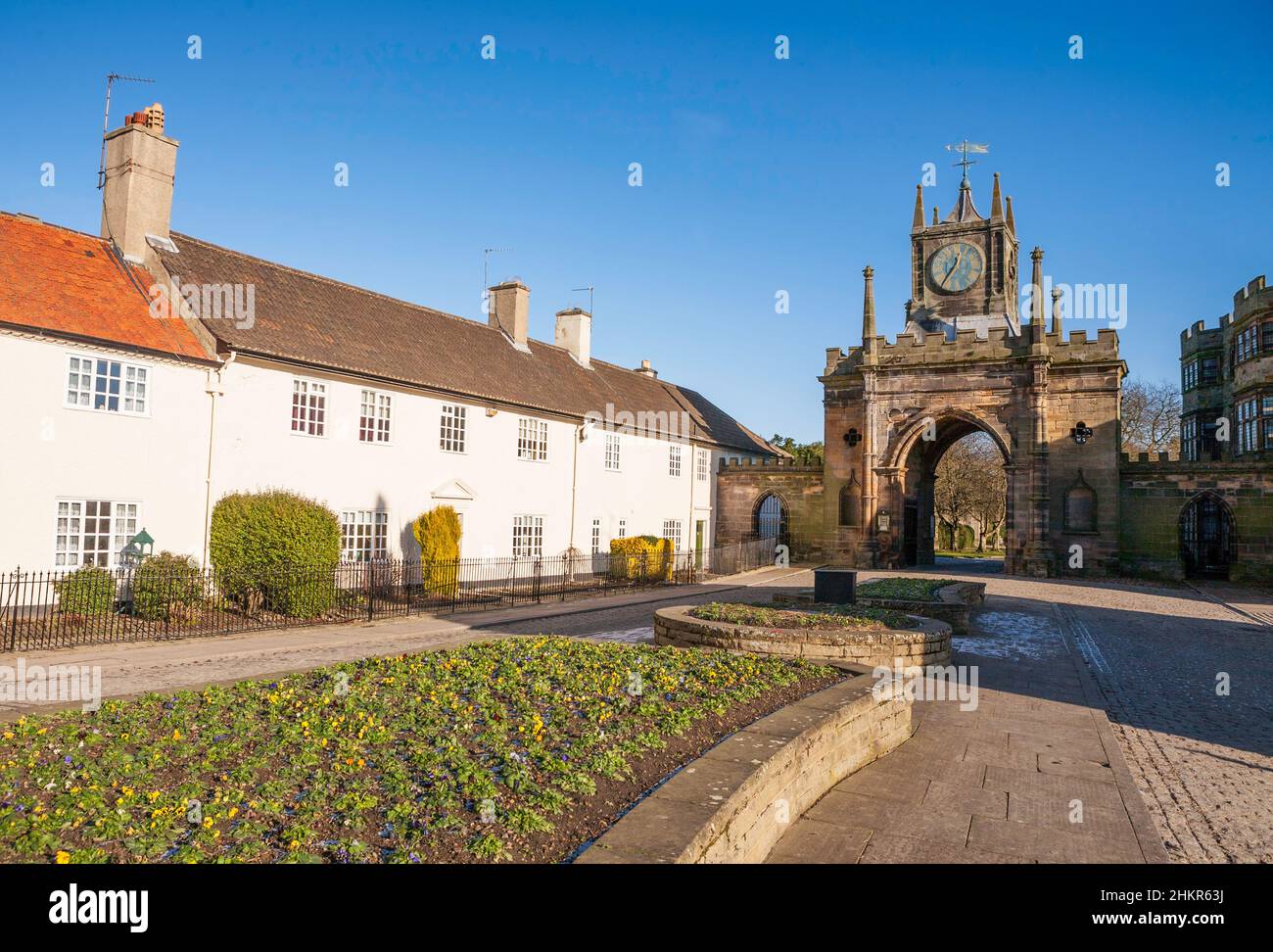 Ingresso al castello di Auckland Castle Park, Bishop Auckland, Co. Durham, Inghilterra, Regno Unito Foto Stock