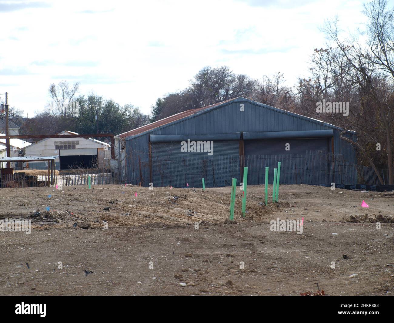 La crescita a North Dallas tende strade, servizio cellulare, nuovi alloggi. Grandi vincitori di costruzioni, arte e ricreazione. Foto Stock