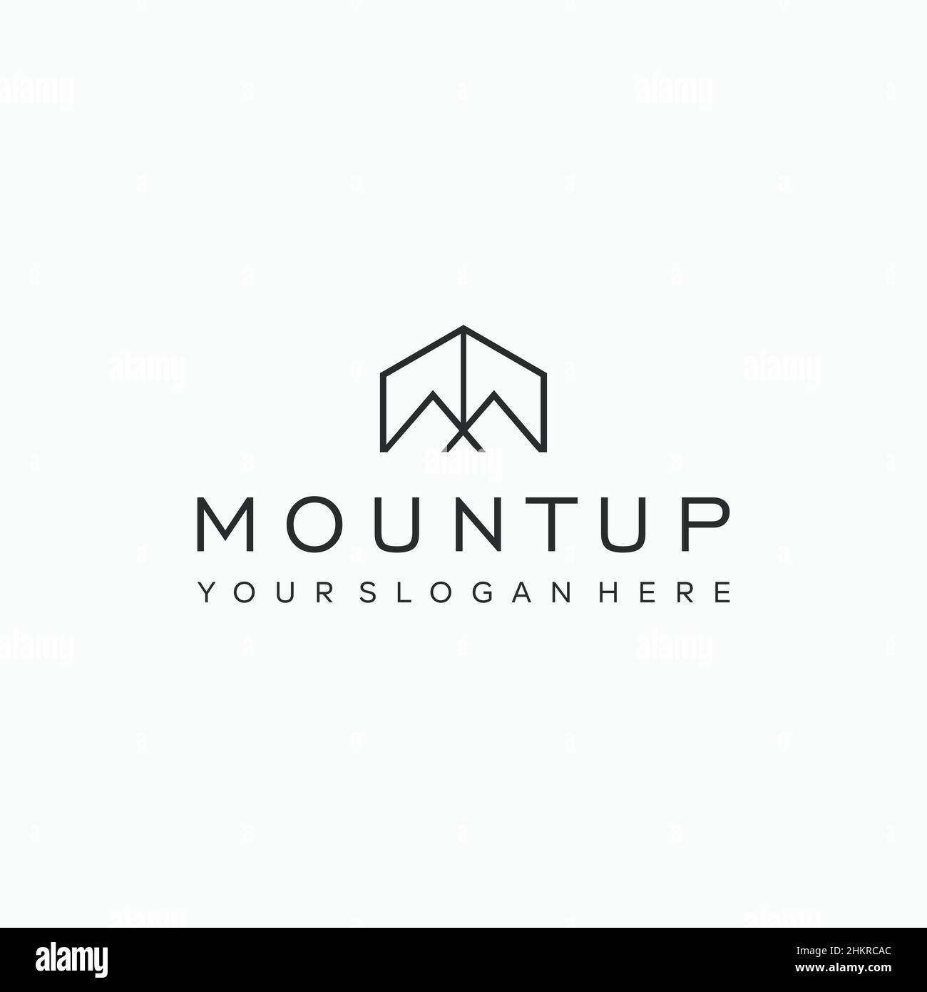 Linea minimalista art MOUNTUP Building Logo design Illustrazione Vettoriale