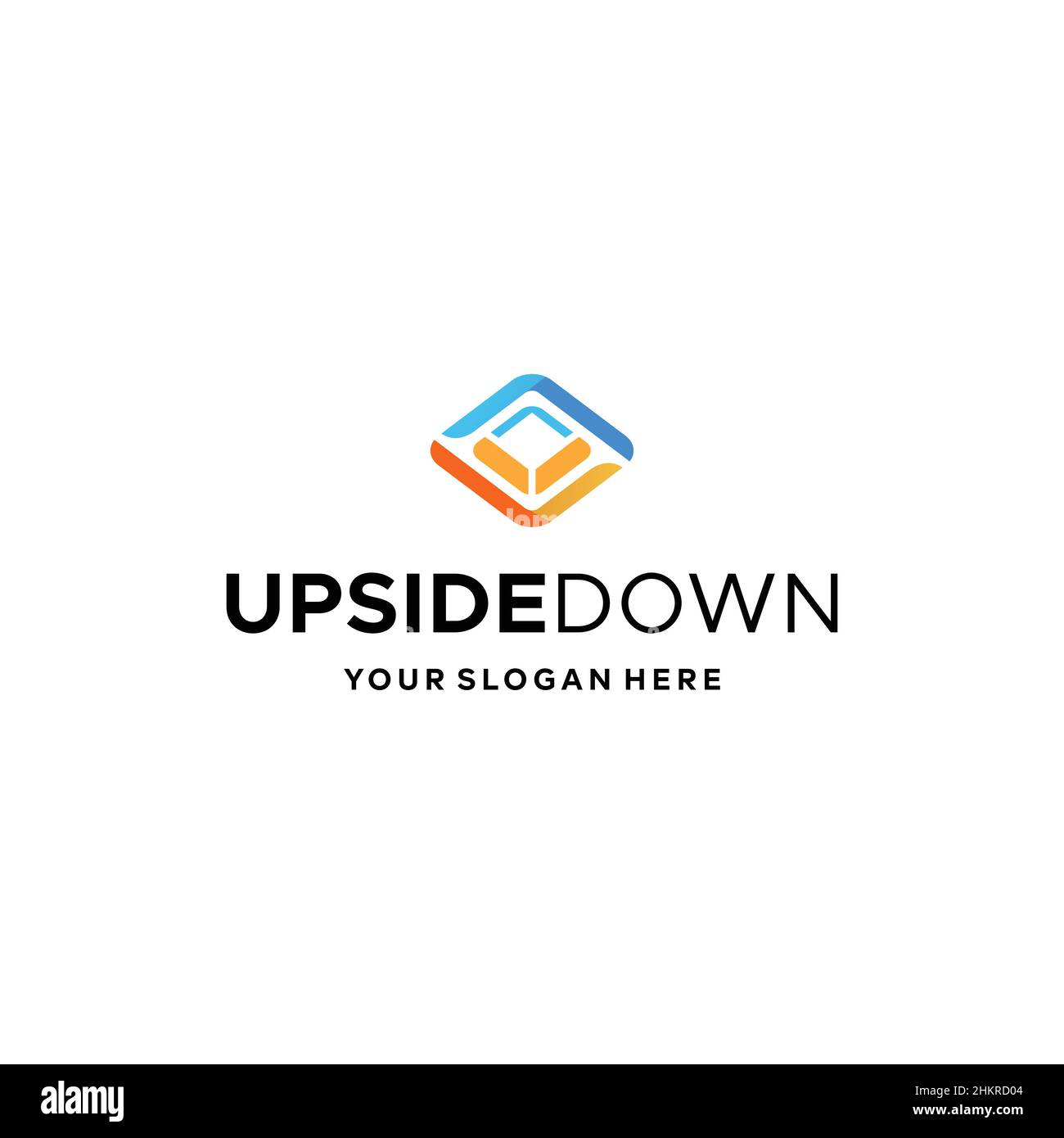 design piatto e colorato moderno logo UPSIDEDOWN Illustrazione Vettoriale
