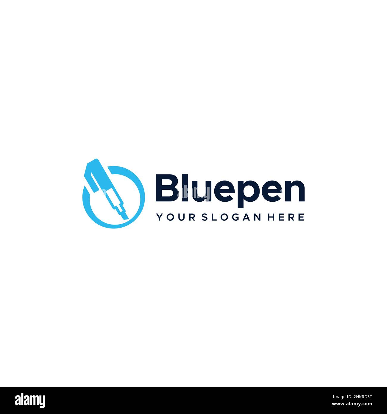 Design minimalista con logo stilografico Bluepen Circle Illustrazione Vettoriale