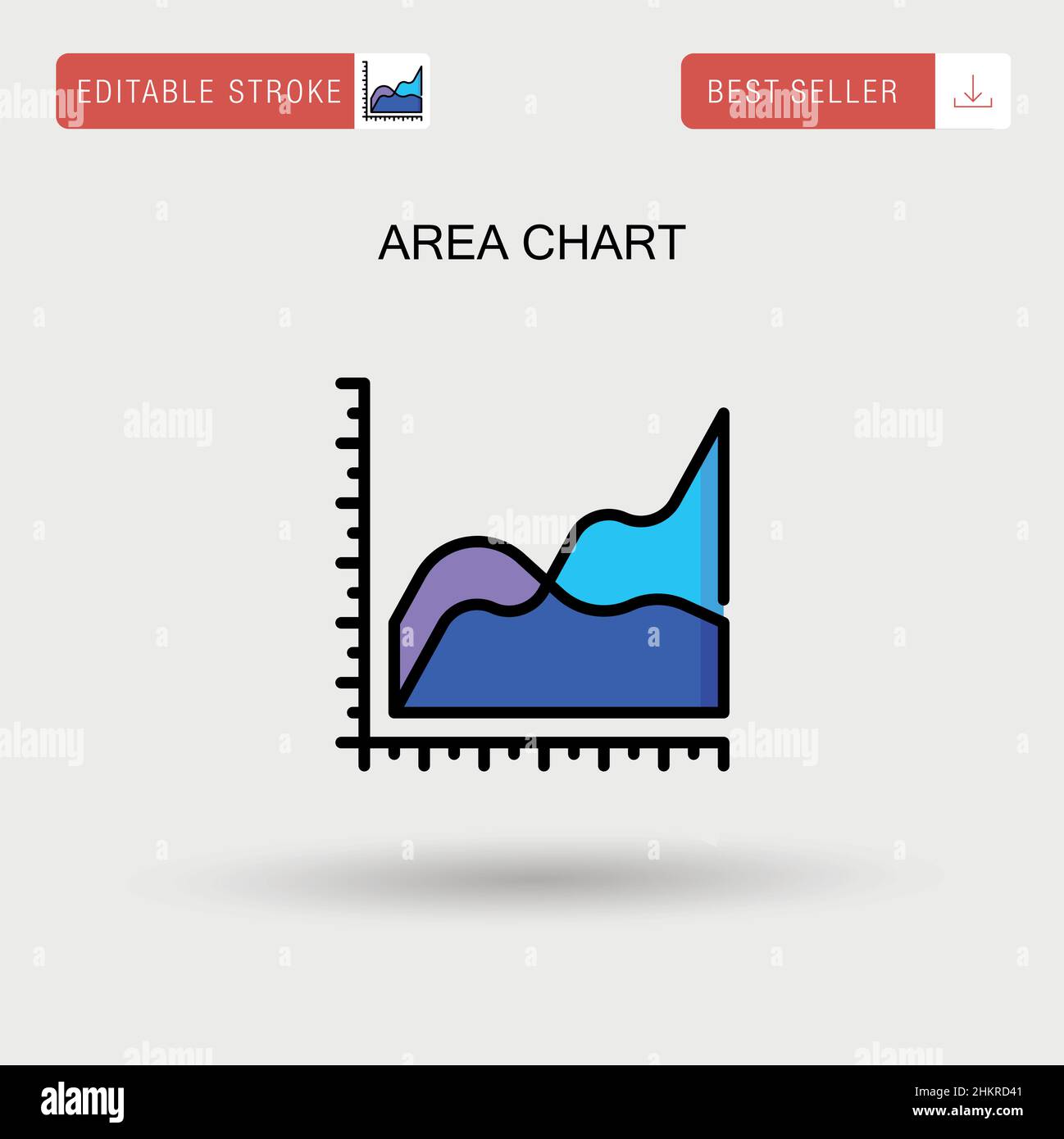 Icona vettoriale semplice del grafico ad area. Illustrazione Vettoriale