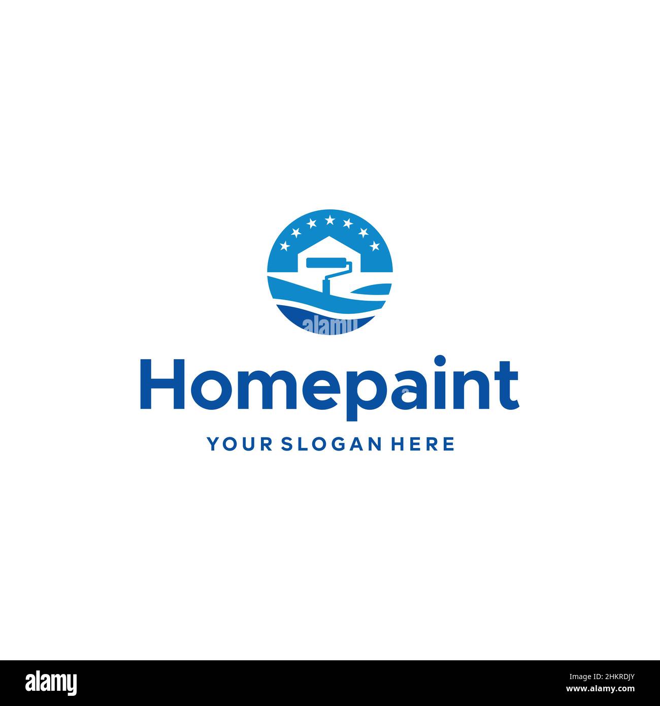 Pennello per la casa moderno e colorato disegno con logo Illustrazione Vettoriale