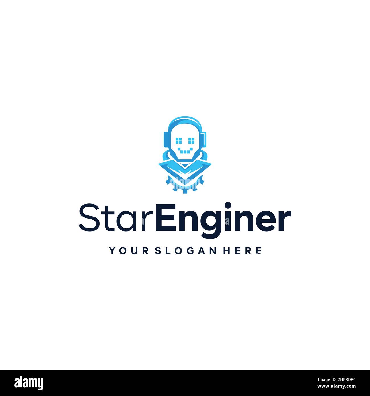Modern StarEnginer TECH Gear Robotica Logo design Illustrazione Vettoriale