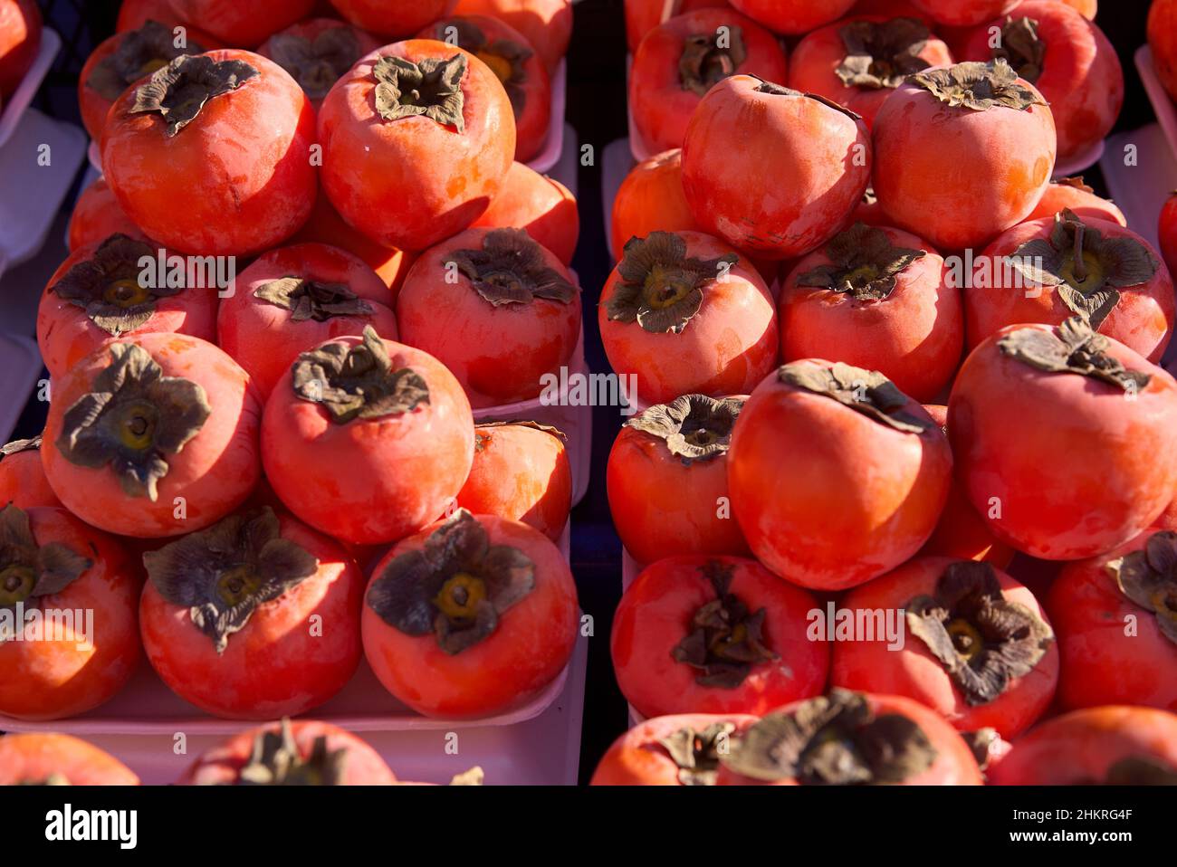 Primo piano i persimmoni turchi ad Antalya Foto Stock