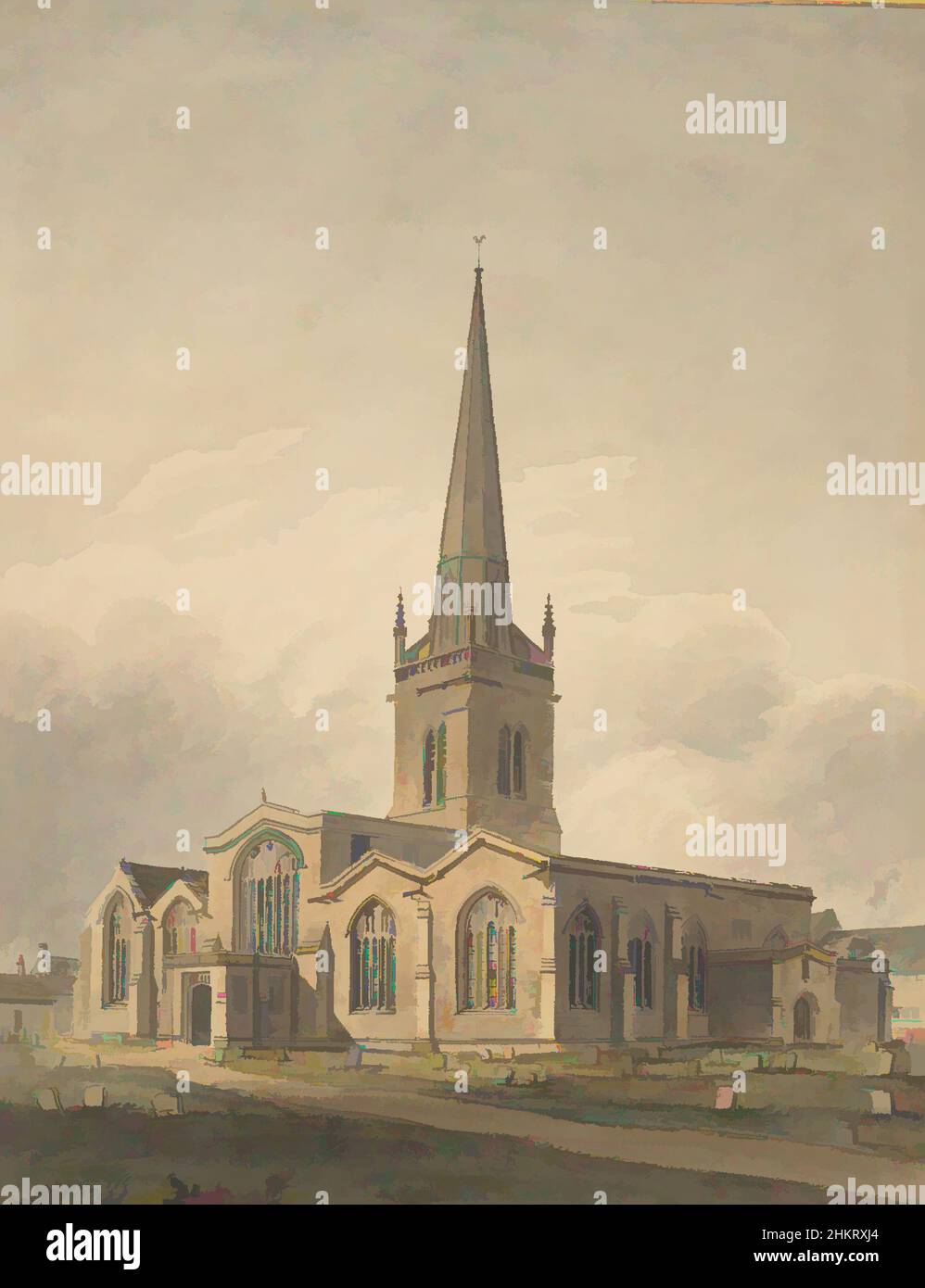 Arte ispirata da S.W. vista della chiesa di St. Helen, Abingdon, Berkshire, John Buckler, 1801, Inghilterra, opere classiche modernizzate da Artotop con un tuffo di modernità. Forme, colore e valore, impatto visivo accattivante sulle emozioni artistiche attraverso la libertà delle opere d'arte in modo contemporaneo. Un messaggio senza tempo che persegue una nuova direzione selvaggiamente creativa. Artisti che si rivolgono al supporto digitale e creano l'NFT Artotop Foto Stock