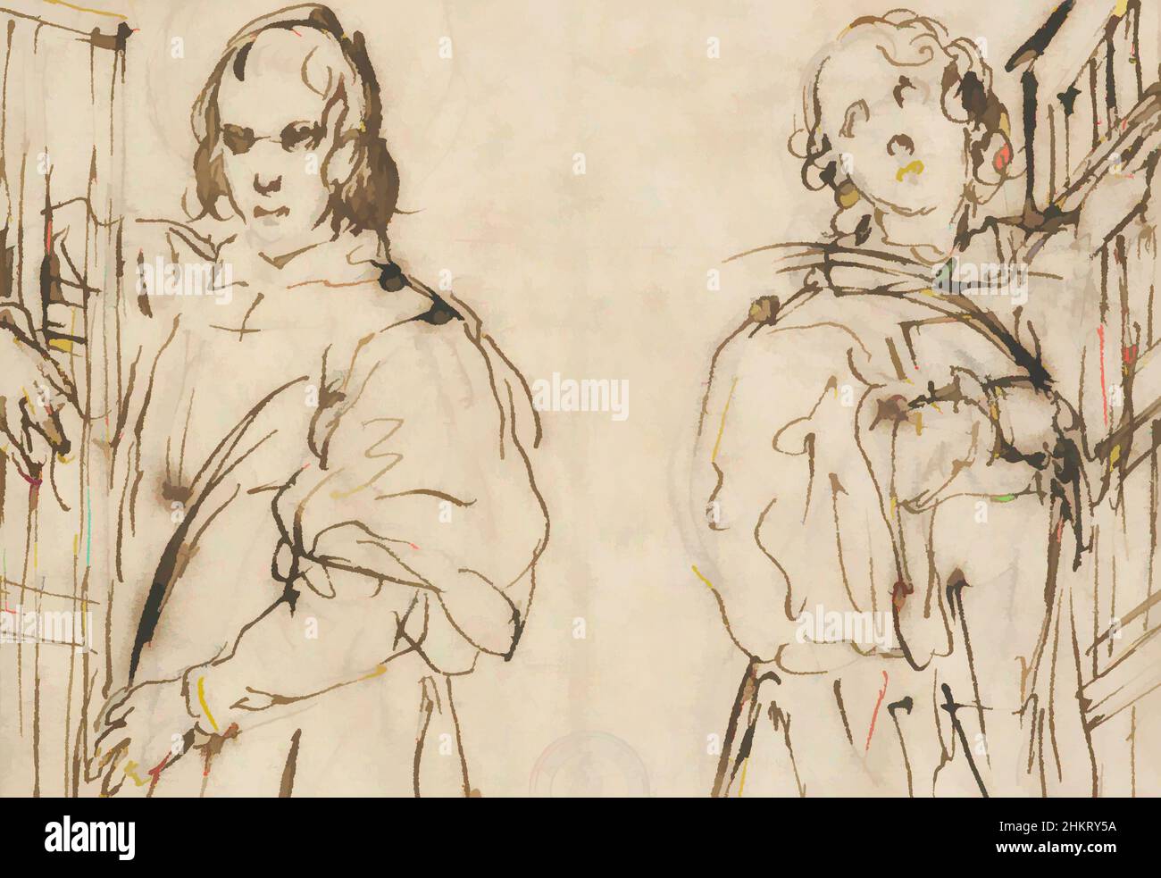 Arte ispirata a due studi di San Lorenzo, Alessandro Maganza, artista, fine 16th-inizio 17th secolo, Vicenza, opere classiche modernizzate da Artotop con un tuffo di modernità. Forme, colore e valore, impatto visivo accattivante sulle emozioni artistiche attraverso la libertà delle opere d'arte in modo contemporaneo. Un messaggio senza tempo che persegue una nuova direzione selvaggiamente creativa. Artisti che si rivolgono al supporto digitale e creano l'NFT Artotop Foto Stock