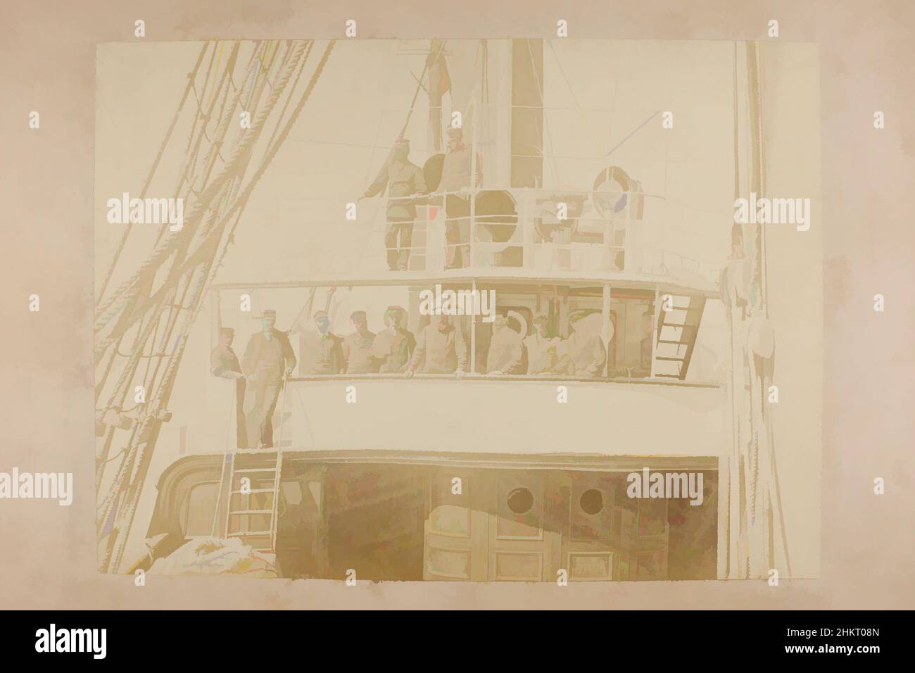 Arte ispirata alla squadra di navi, Burton Brothers studio, Dunedin, opere classiche modernizzate da Artotop con un tuffo di modernità. Forme, colore e valore, impatto visivo accattivante sulle emozioni artistiche attraverso la libertà delle opere d'arte in modo contemporaneo. Un messaggio senza tempo che persegue una nuova direzione selvaggiamente creativa. Artisti che si rivolgono al supporto digitale e creano l'NFT Artotop Foto Stock