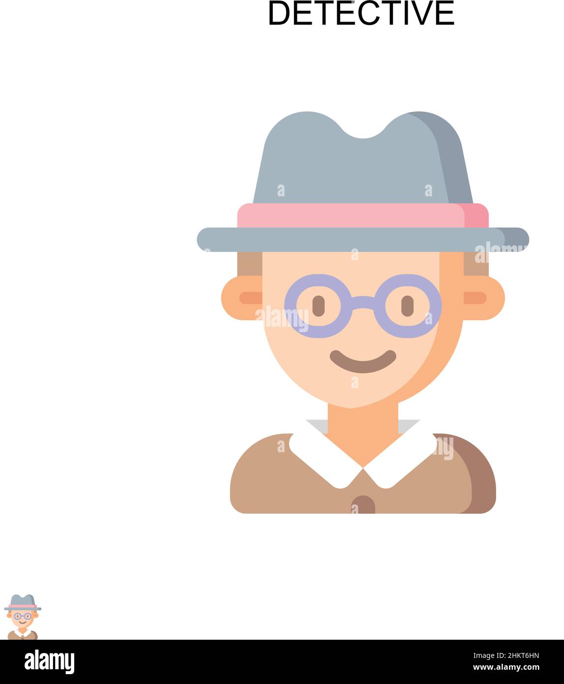 Icona vettore semplice detective. Modello di disegno del simbolo di illustrazione per l'elemento dell'interfaccia utente mobile Web. Illustrazione Vettoriale Icona vettore semplice detective. Modello di disegno del simbolo di illustrazione per l'elemento dell'interfaccia utente mobile Web. Illustrazione Vettoriale