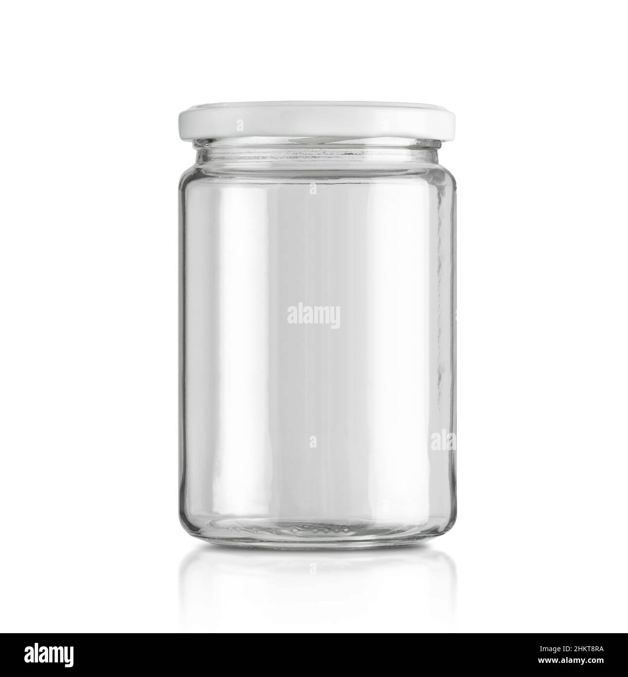Il vasetto di vetro isolato su sfondo bianco Foto Stock