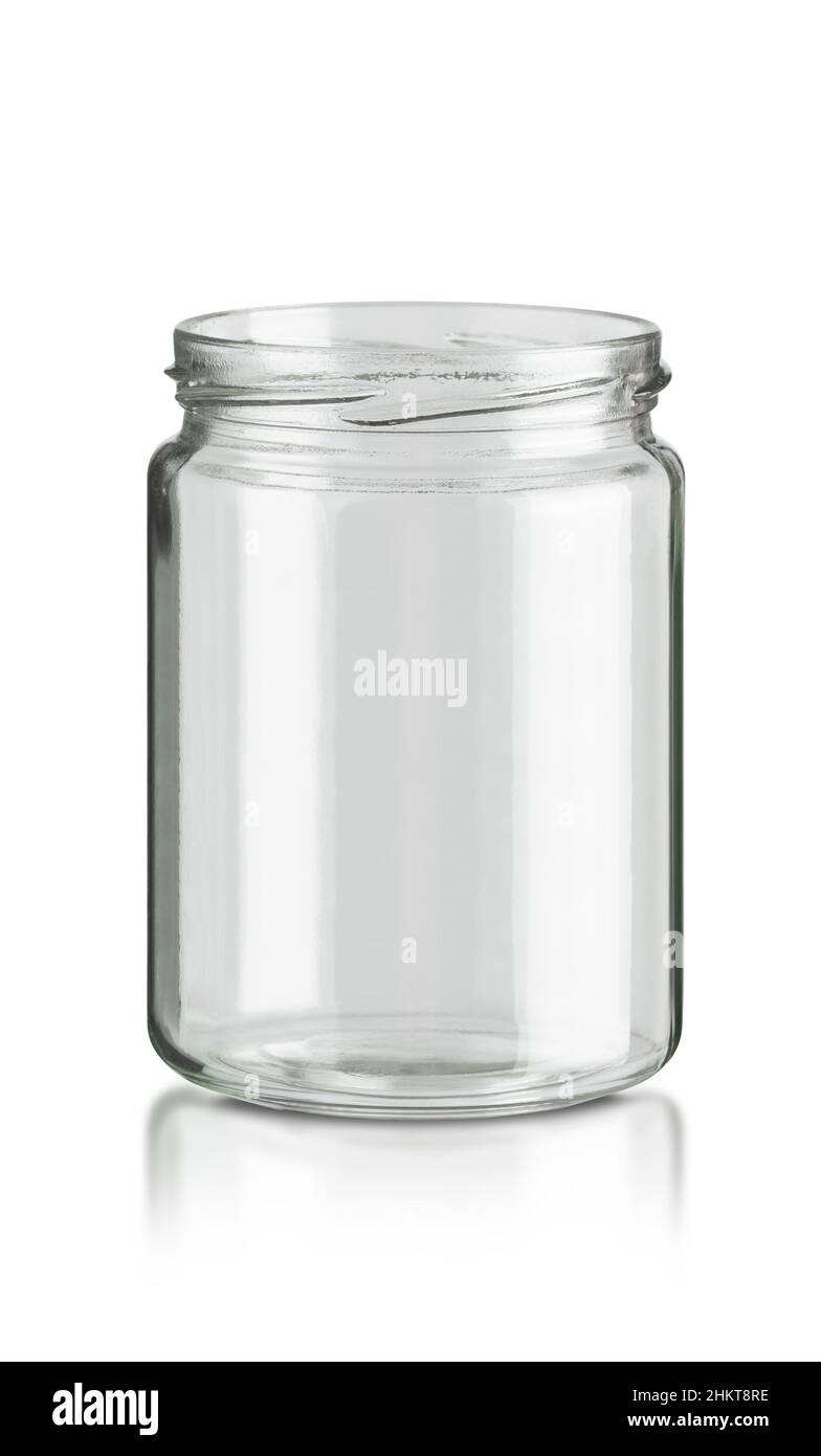 Recipiente in vetro da cucina utensil isolato su sfondo bianco Foto Stock