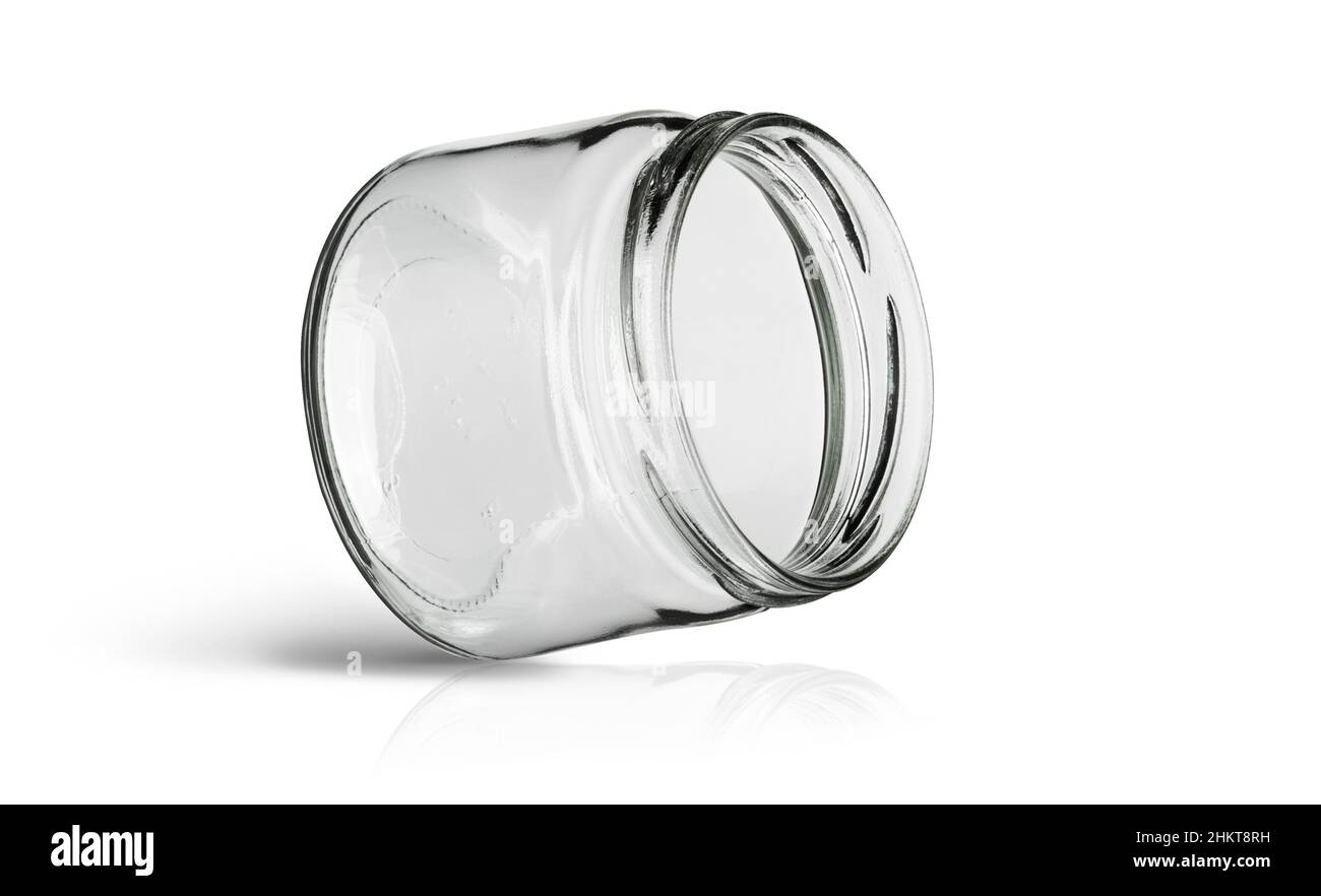 Recipiente in vetro da cucina utensil isolato su sfondo bianco con percorso di taglio Foto Stock