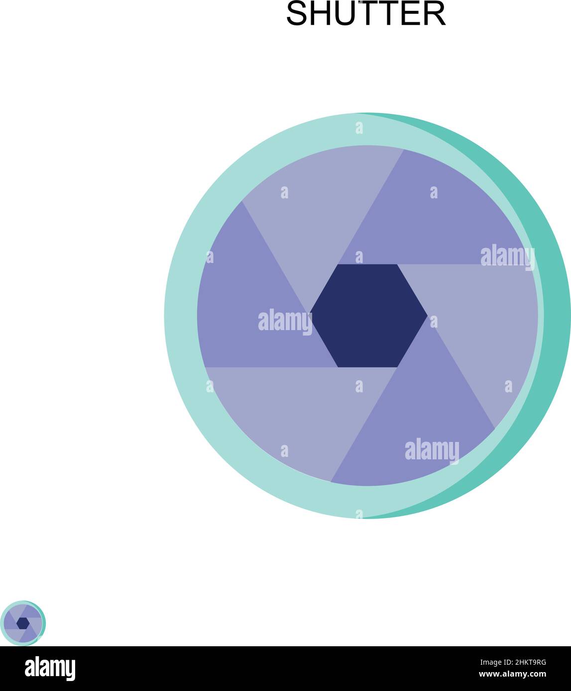 Icona vettore otturatore semplice. Modello di disegno del simbolo di illustrazione per l'elemento dell'interfaccia utente mobile Web. Illustrazione Vettoriale