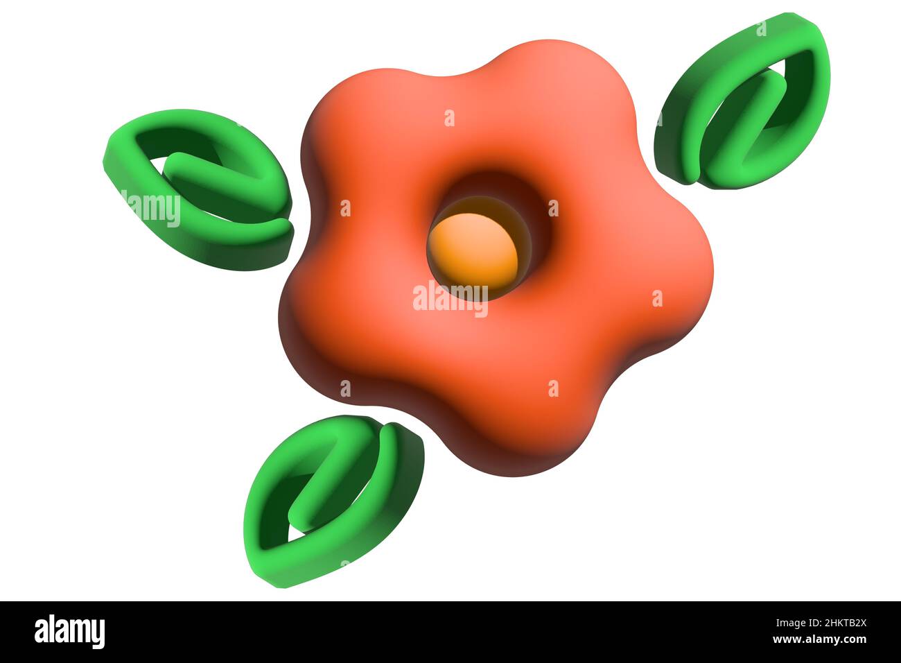 3D illustrazione. Immagine astratta di un fiore di colore arancione in stile cartoon minimalista. Grafica 3D. Isolare. Icona. Immagine semplice per il design e i social network. Foto Stock