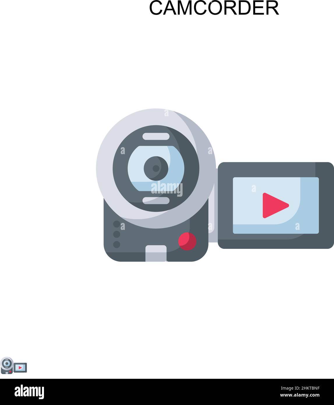 Semplice icona vettoriale della videocamera. Modello di disegno del simbolo di illustrazione per l'elemento dell'interfaccia utente mobile Web. Illustrazione Vettoriale