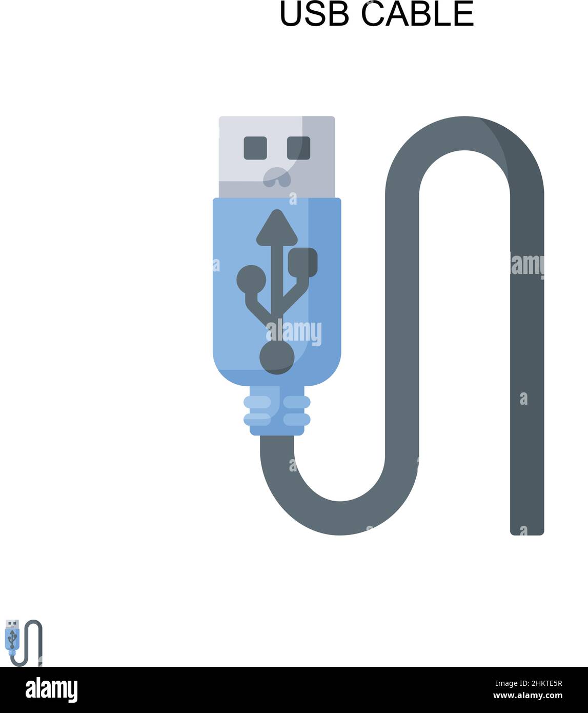 Icona vettore semplice del cavo USB. Modello di disegno del simbolo di illustrazione per l'elemento dell'interfaccia utente mobile Web. Illustrazione Vettoriale