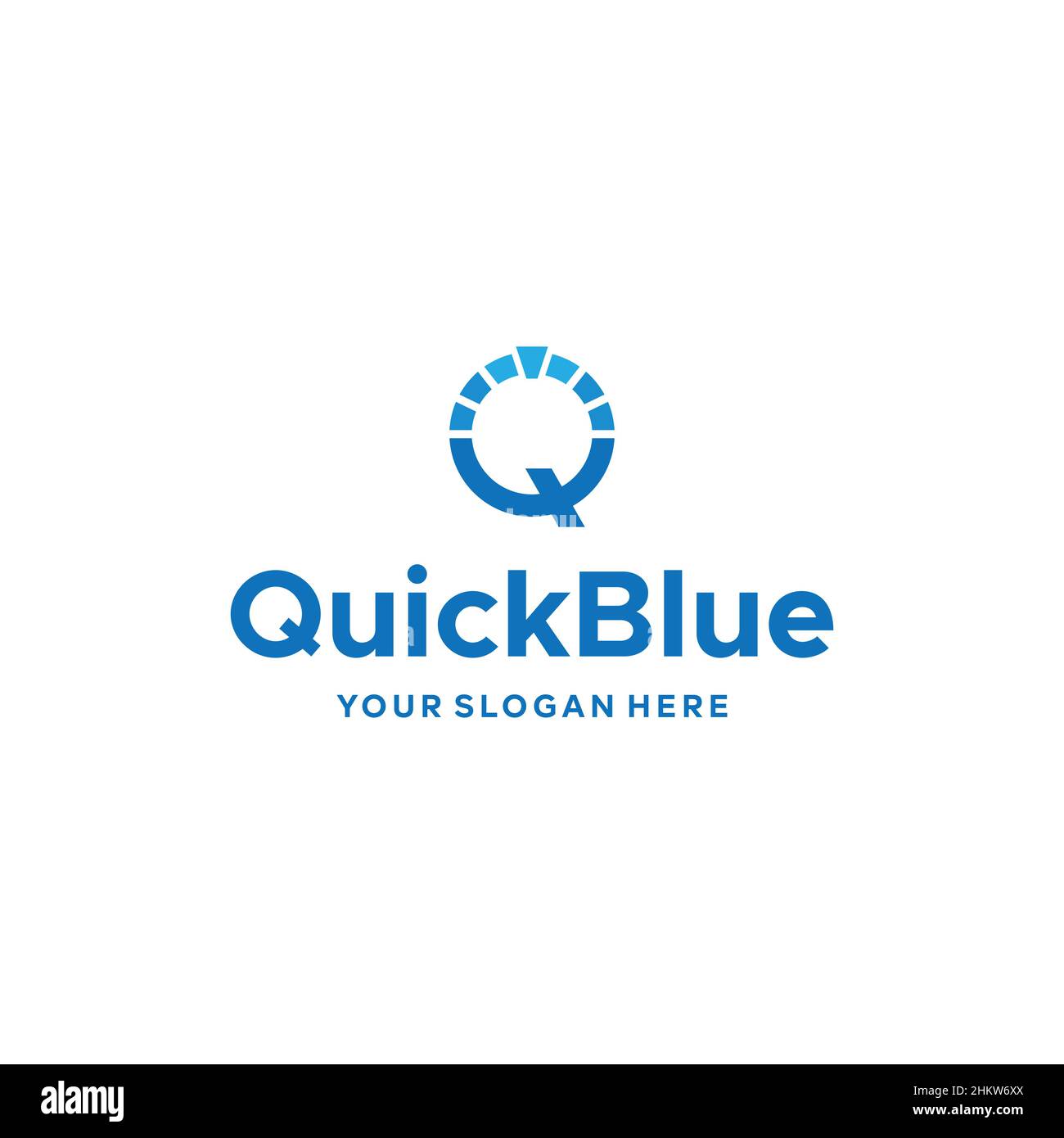 design del logo flat Letter Mark Initial Q Quick Blue Illustrazione Vettoriale
