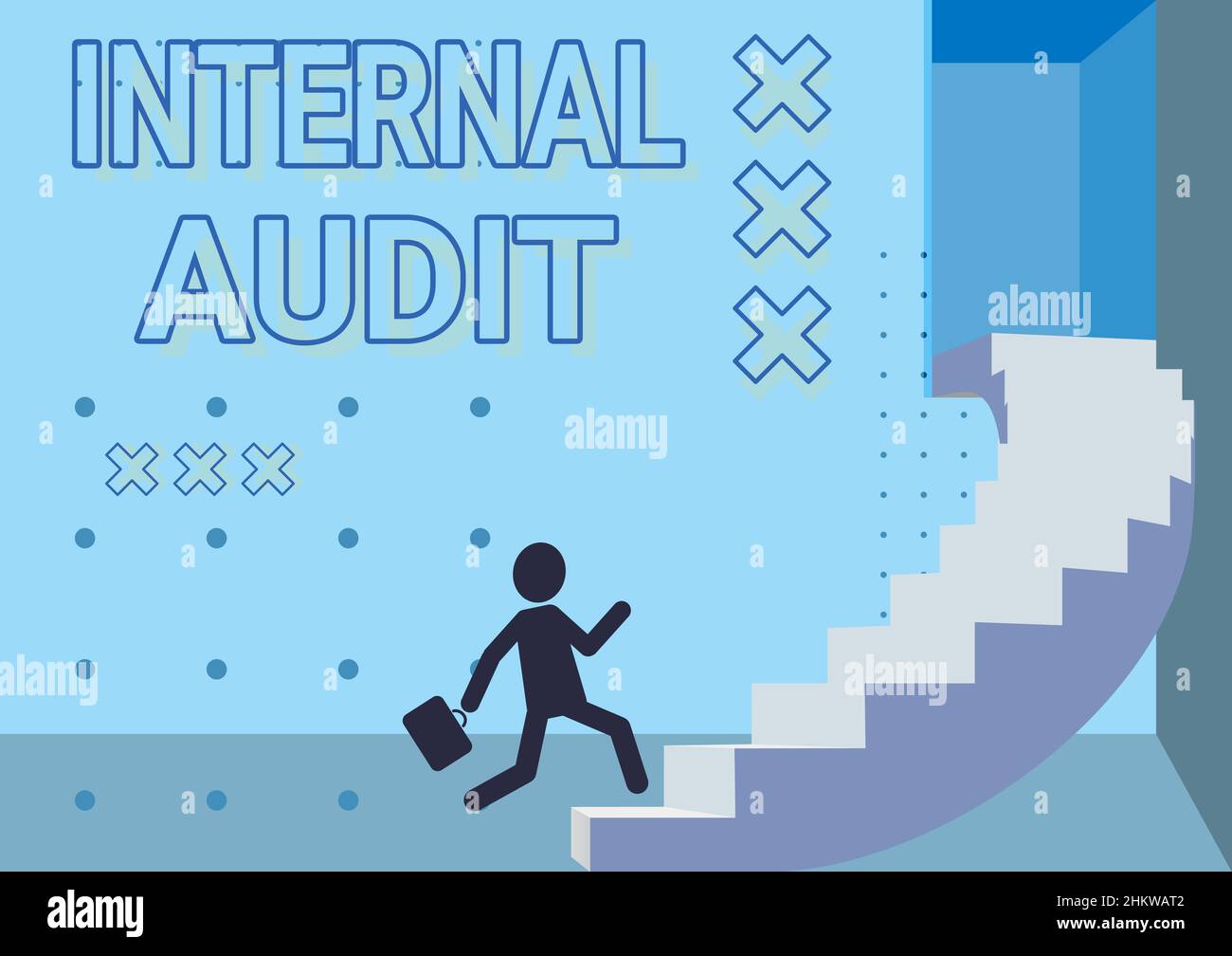 Segno di testo che mostra la verifica interna. Panoramica aziendale valuta l'efficacia dei controlli e dei processi Gentleman in corso verso l'alto su Un Foto Stock