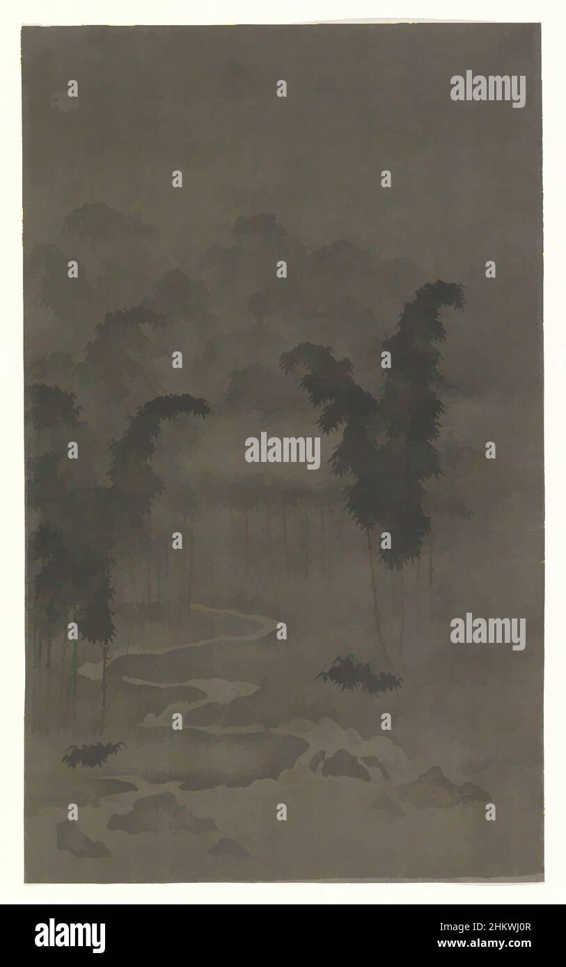 Arte ispirata dalla foresta di bambù di notte, disegnatore: Tan Zhirui (attribuito a), Cina, 1368 - 1644, seta, inchiostro, Altezza 396 mm x larghezza 239 mm, opere classiche modernizzate da Artotop con un tocco di modernità. Forme, colore e valore, impatto visivo accattivante sulle emozioni artistiche attraverso la libertà delle opere d'arte in modo contemporaneo. Un messaggio senza tempo che persegue una nuova direzione selvaggiamente creativa. Artisti che si rivolgono al supporto digitale e creano l'NFT Artotop Foto Stock