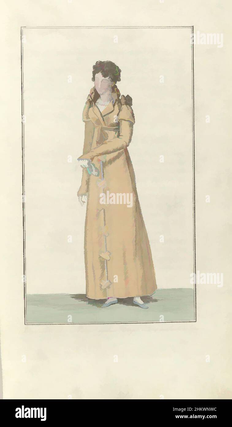 Arte ispirata da Elegantia, o rivista di moda, lusso e gusto per le Signore, 1808 gennaio, n. 33: Boucles d'oreilles en Palmier agatisé..., secondo il testo di accompagnamento (p.. 32): Redingote di stoffa marrone chiaro con satin bianco 'liserés' (piping?), le maniche 'doubles en Amadis, opere classiche modernizzate da Artotop con un tuffo di modernità. Forme, colore e valore, impatto visivo accattivante sulle emozioni artistiche attraverso la libertà delle opere d'arte in modo contemporaneo. Un messaggio senza tempo che persegue una nuova direzione selvaggiamente creativa. Artisti che si rivolgono al supporto digitale e creano l'NFT Artotop Foto Stock