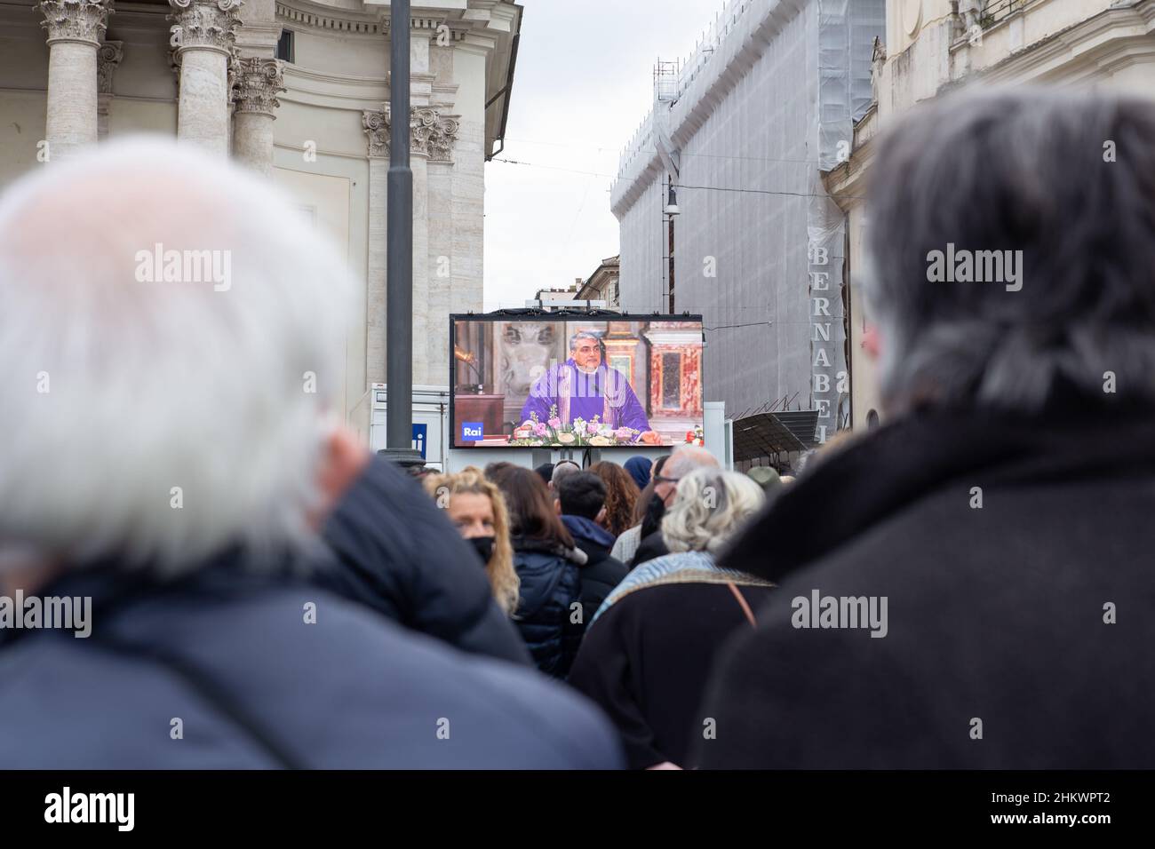 Roma, RM, Italia. 5th Feb 2022. Si osservano i funerali di Monica Vitti a Piazza del Popolo a Roma (Credit Image: © Matteo Nardone/Pacific Press via ZUMA Press Wire) Foto Stock