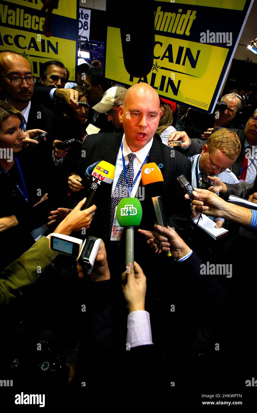 Hempstead, New York, USA, 20081015: Il dibattito presidenziale finale tenuto alla Hofstra University di Long Island. Steve Schmidt, responsabile della campagna McCain. Foto: Orjan F. Ellingvag/ Dagbladet/ Corbis Foto Stock