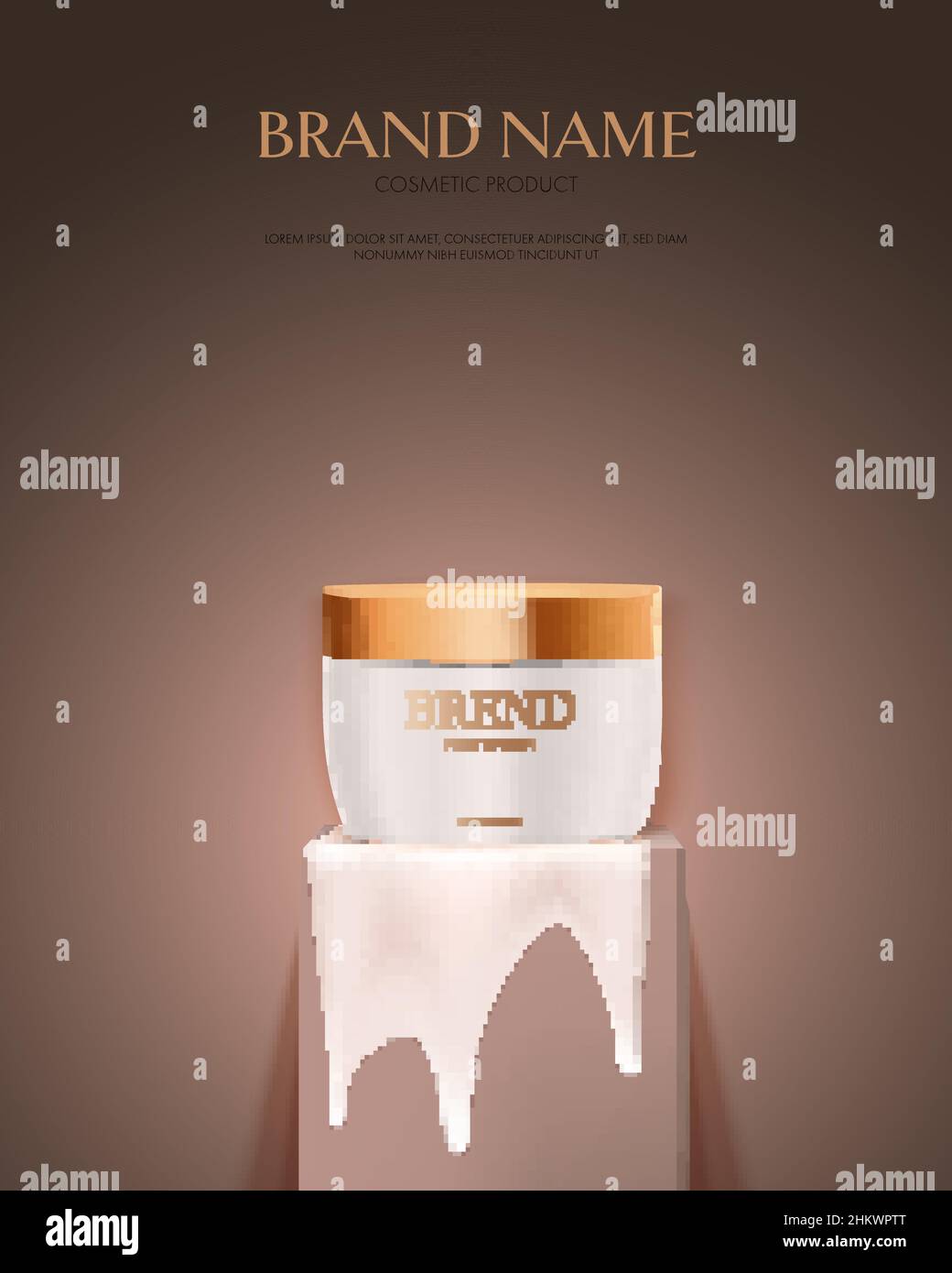 Vasetto di crema sulla base. Striature di crema sul podio. Illustrazione Vettoriale