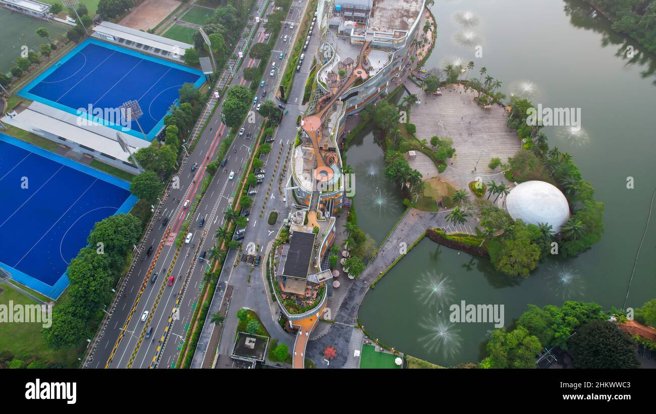 Vista aerea del Senayan Park Mall Jakarta nel pomeriggio. Jakarta, Indonesia, febbraio 6 2022 Foto Stock